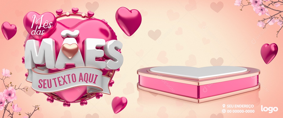 Banner Mês Das Mães Produtos Pódio De Produto Social Media PSD Editável