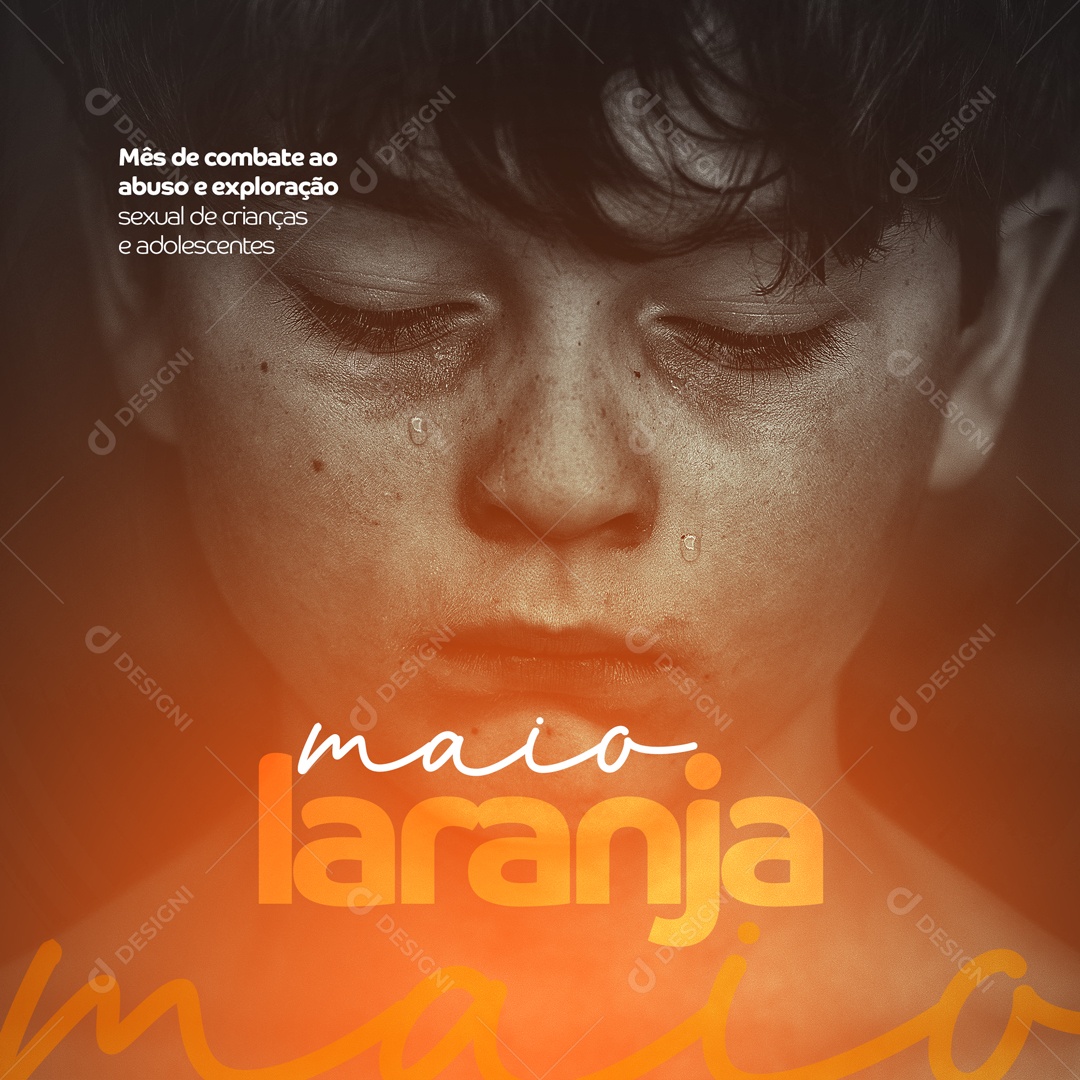 Mês de Combate Ao Abuso e Exploração Sexual de Crianças e Adolescentes Maio Laranja Social Media PSD Editável