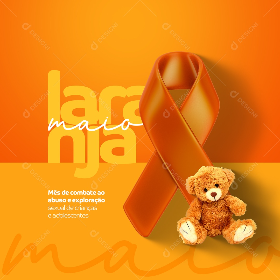 Maio Laranja Mês de Combate Ao Abuso e Exploração Sexual de Crianças e Adolescentes Social Media PSD Editável