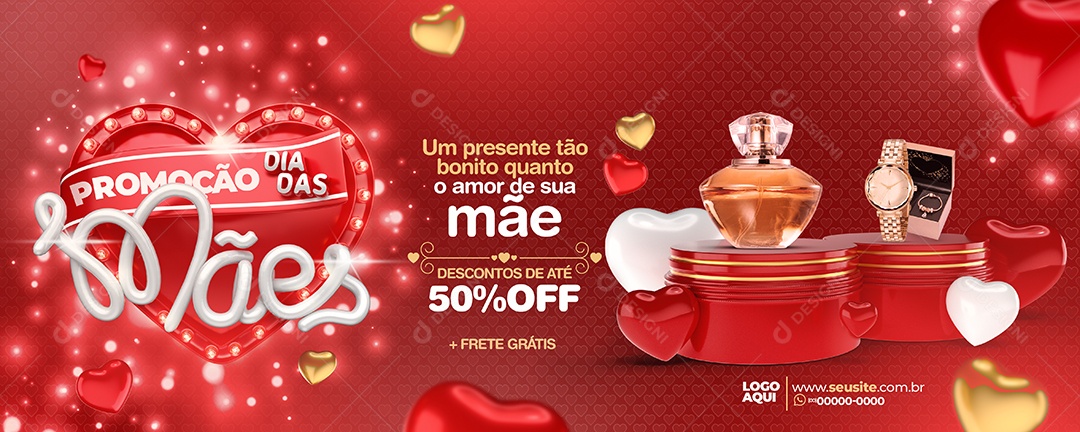 Social Media Banner Promoção Dia Das Mães Presente Tão Bonito PSD Editável