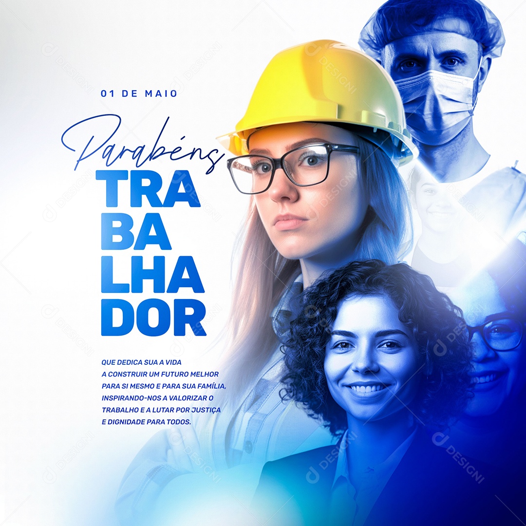 Parabéns Trabalhador Dia do Trabalhador 1 de Maio Social Media PSD Editável