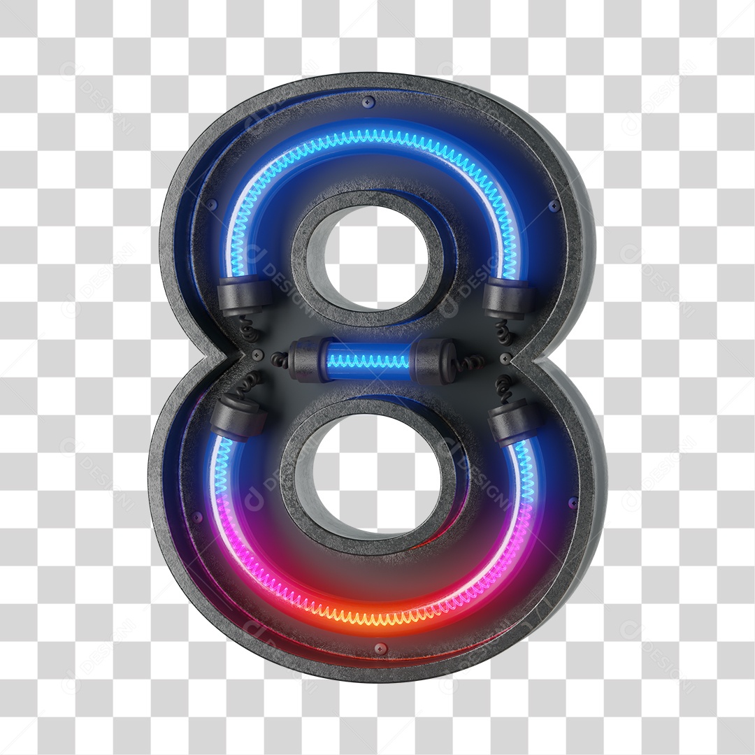 Número 8 Neon Png Transparente