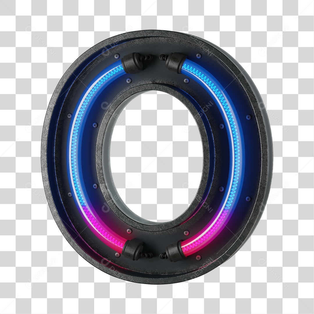 Número 0 Neon PNG Transparente