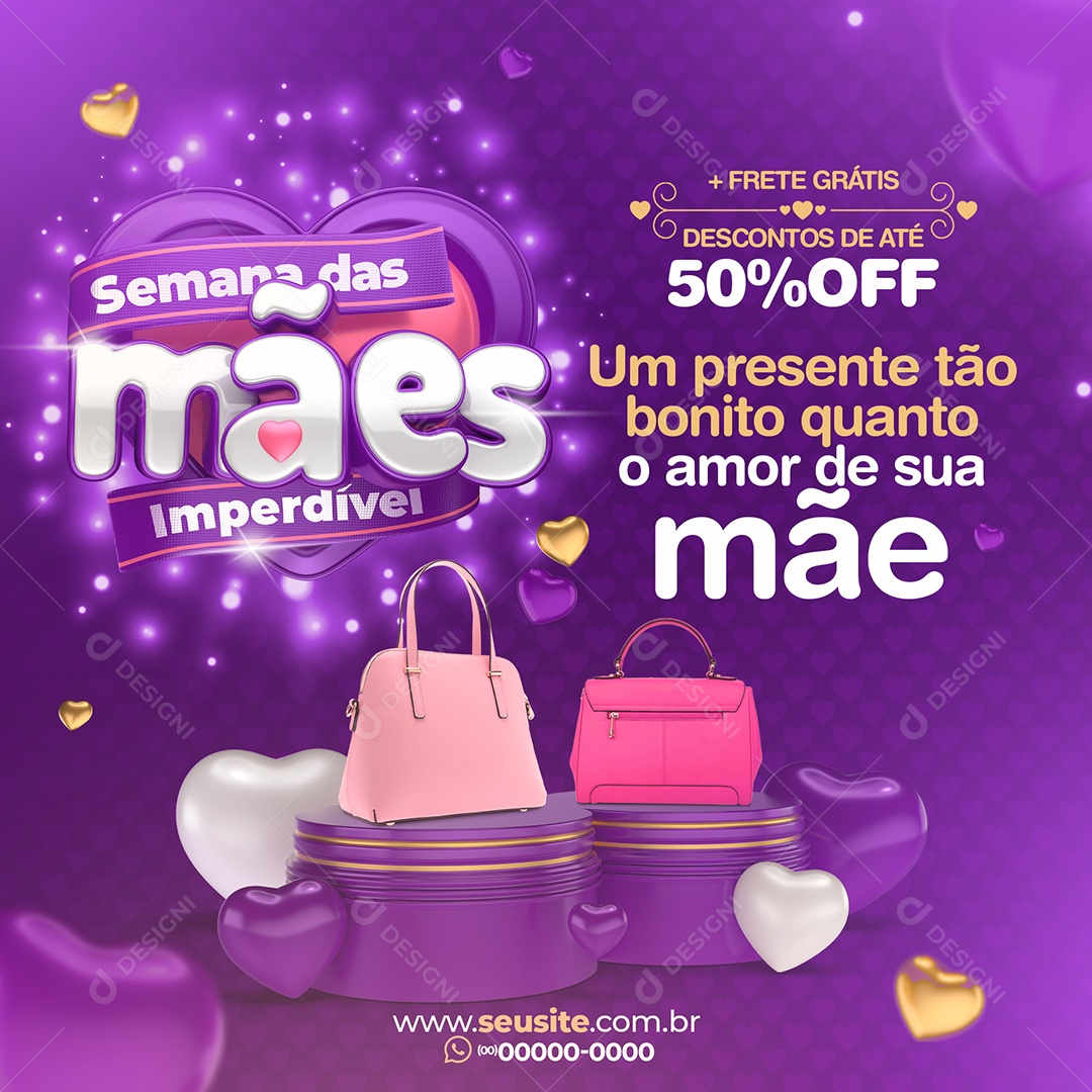Feed Dia Das Mães Promoção De Bolsa Social Media PSD Editável