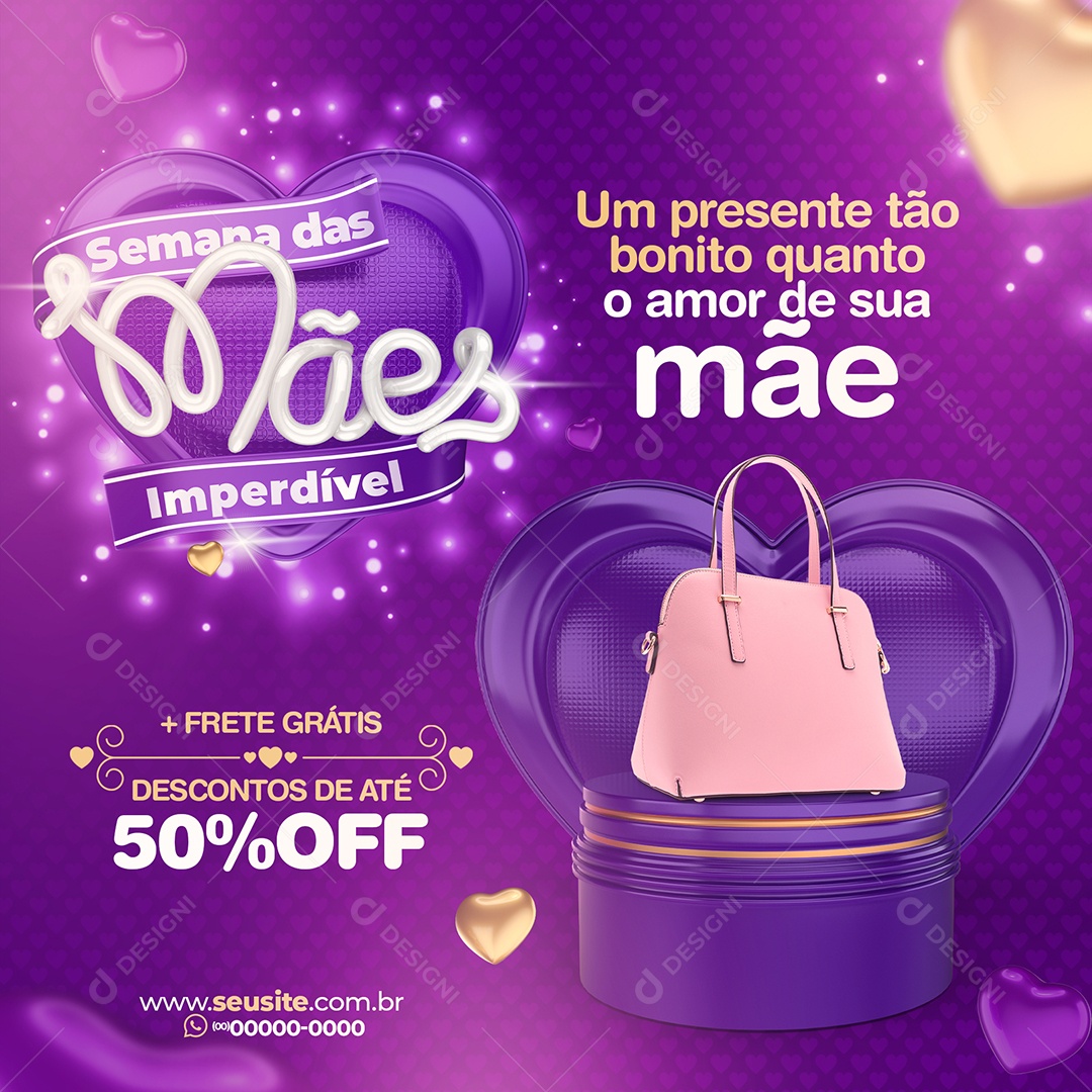 Feed Dia Das Mães Promoção De Bolsa Social Media PSD Editável