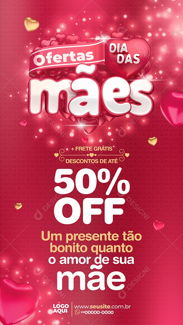 Story Ofertas Dia Das Mães Um Presente Tão Bonito 50% Desconto PSD Editável