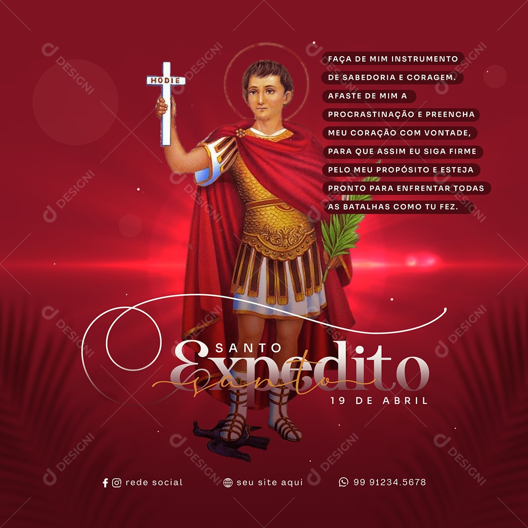 Dia de Santo Expedito 19 de Abril Social Media PSD Editável