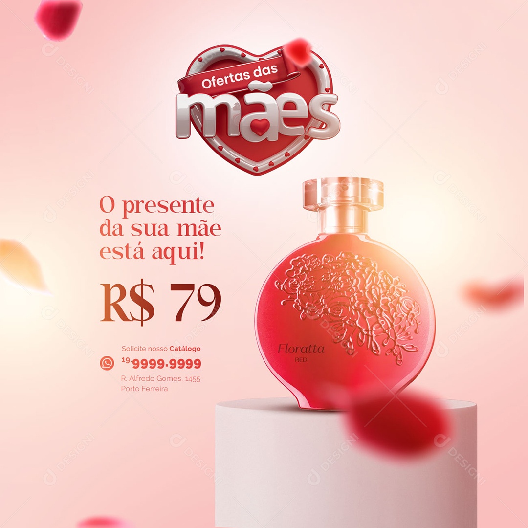 O Presente Da Sua Mãe Está Aqui 79,00 Perfumaria Social Media PSD Editável
