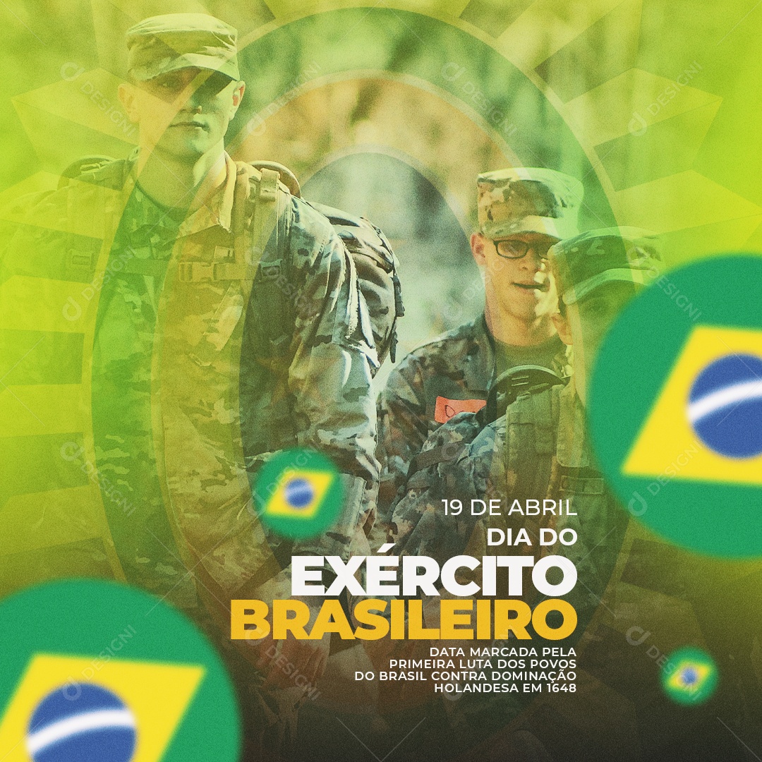 Dia Do Exército Brasileiro 19 De Abril Social Media PSD Editável