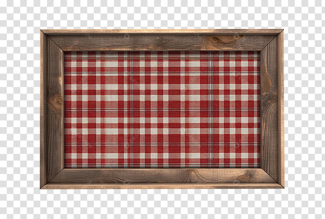 Elemento 3D Para Composição Moldura Quadro de Madeira Quadriculado PNG Transparente