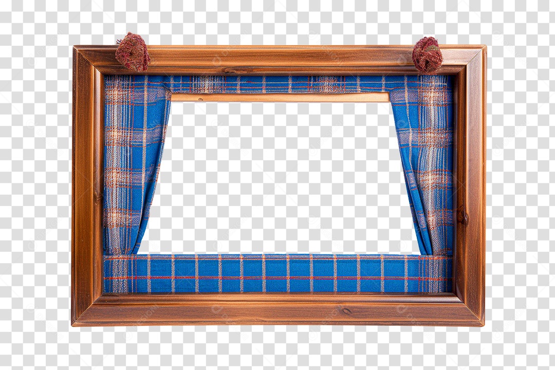 Elemento 3D Para Composição Moldura Quadro de Madeira Quadriculado PNG Transparente
