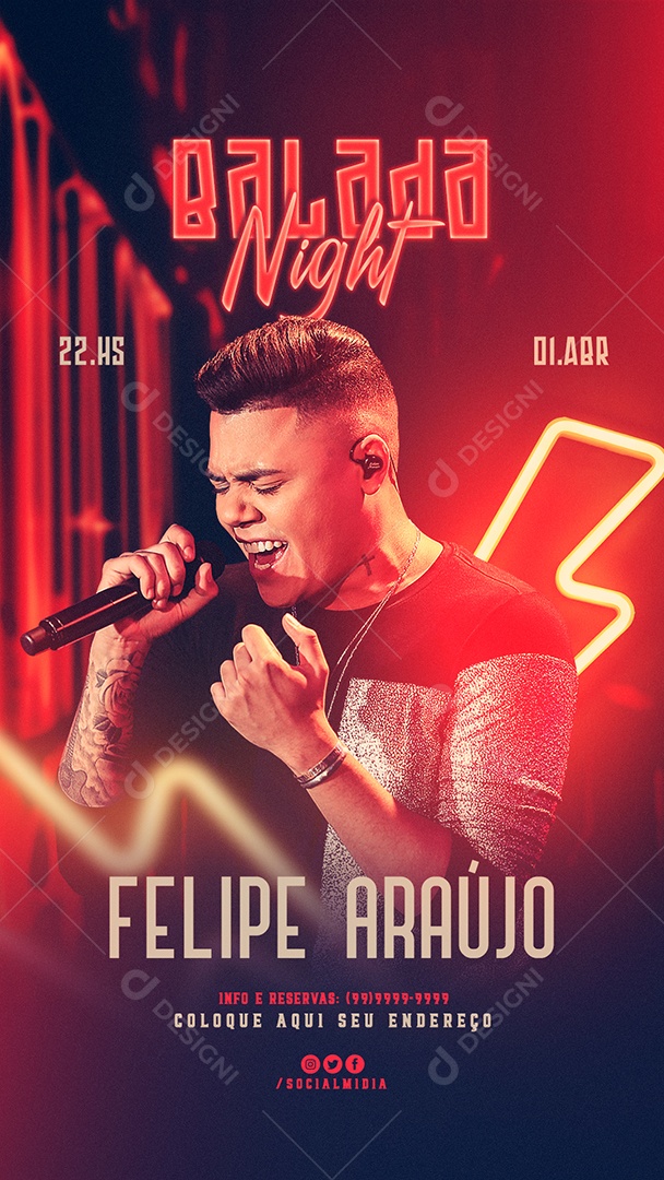 Social Media Flyer Story Balada Night Felipe Araújo  PSD Editavel