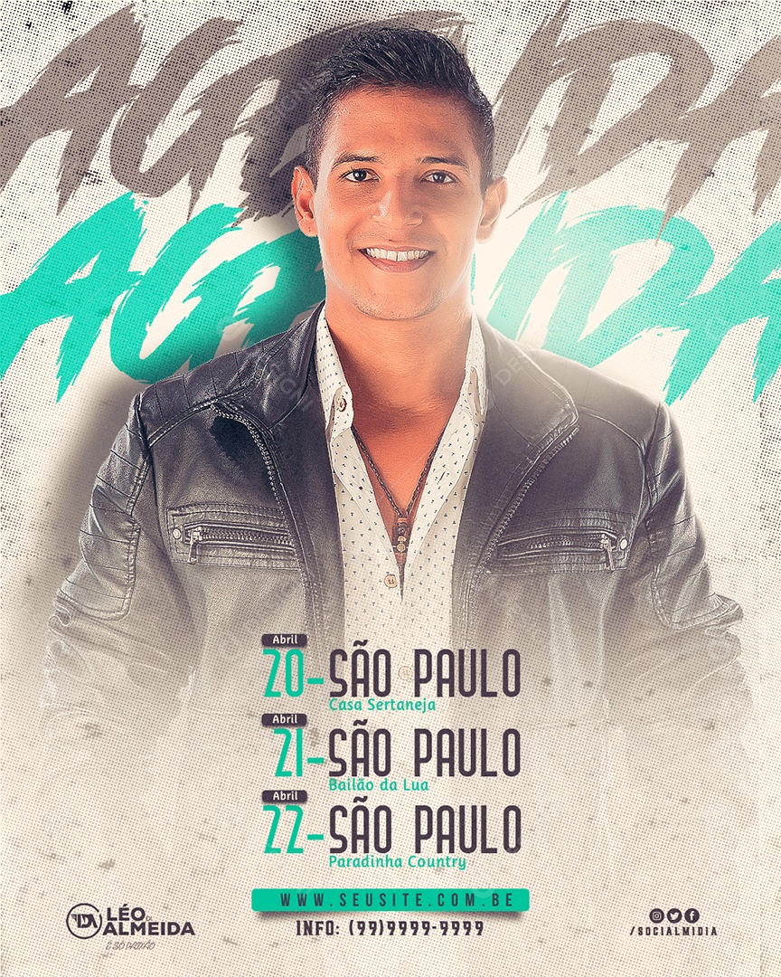 Social Media Flyer Agenda Semanal Leo Almeida PSD Editavel