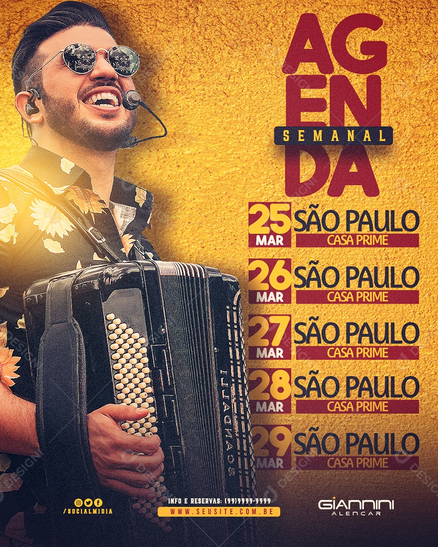 Social Media Feed Agenda Semanal PSD Editavel