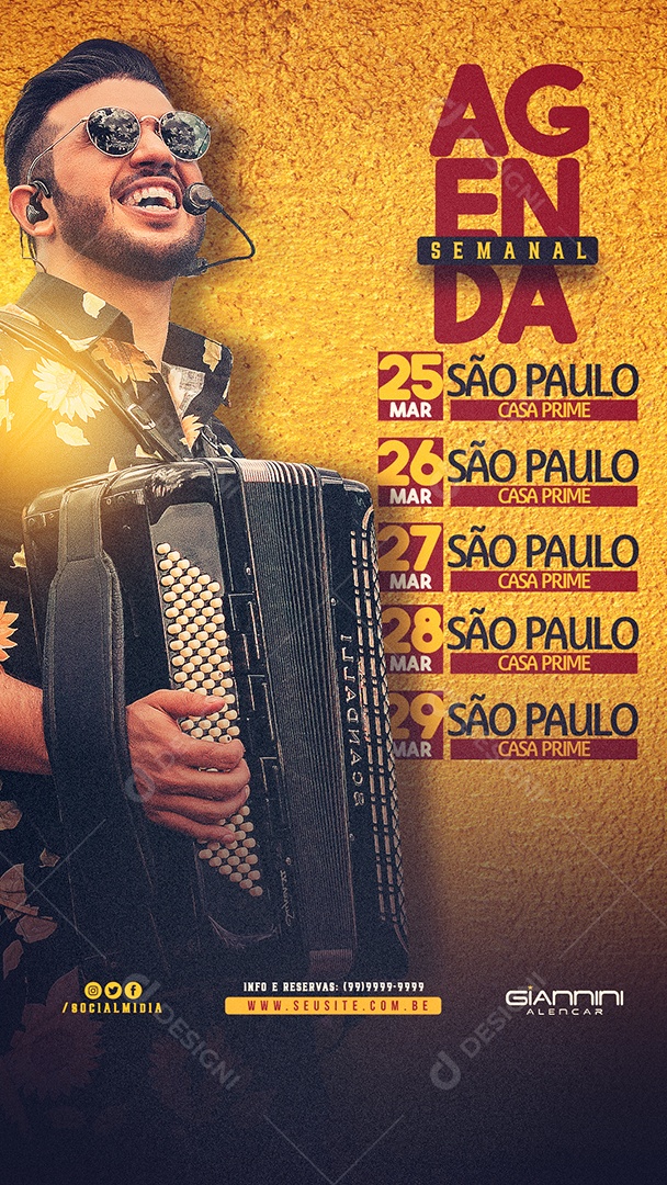 Social Media Story Flyer Agenda Semanal PSD Editavel