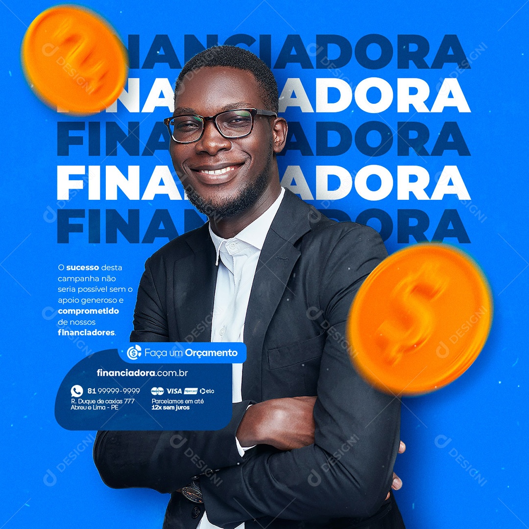 Faça Um Orçamento Financiadora Social Media PSD Editável