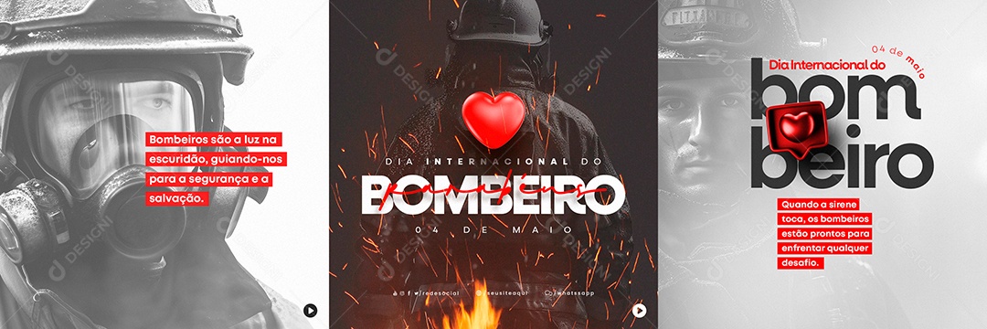Social Media Bombeiros São A Luz Na Escuridão Dia Internacional Do Bombeiro Carrossel PSD Editável