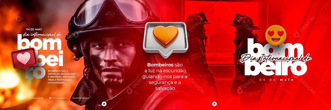 Bombeiros São A Luz Na Escuridão Dia Internacional Do Bombeiro Carrossel Social Media PSD Editável