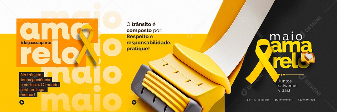 Juntos Salvamos Vidas Maio Amarelo Carrossel Social Media PSD Editável