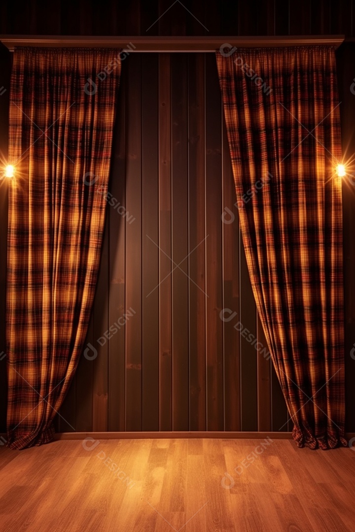 Cenário de um palco com luzes ao fundo