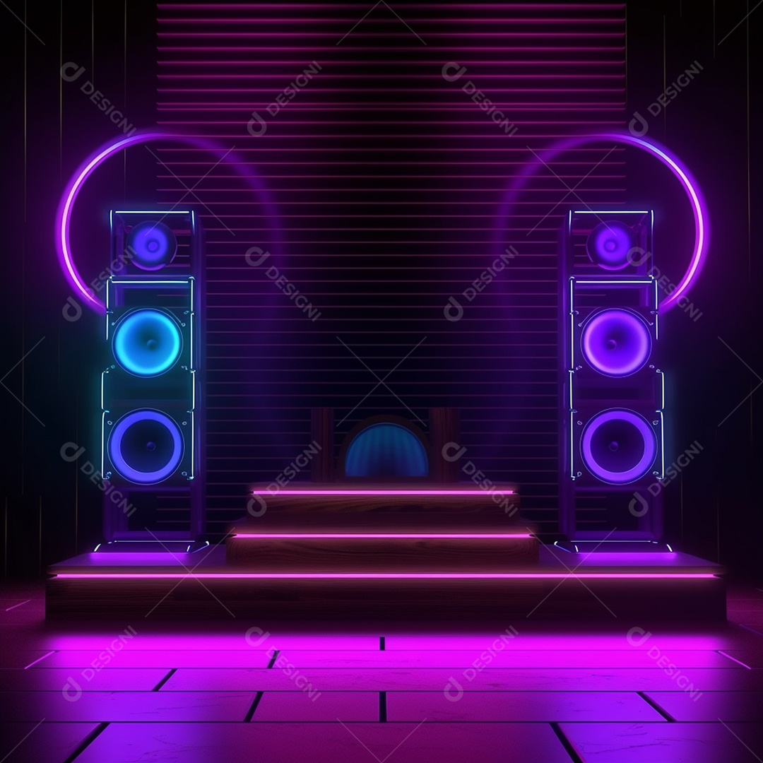 Cenário de um palco com luzes ao fundo