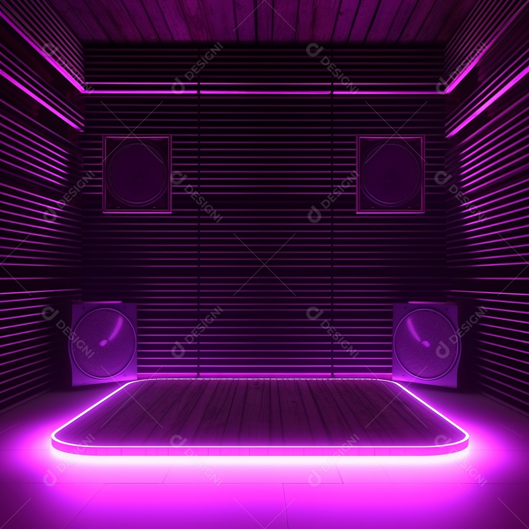 Cenário de um palco com luzes ao fundo