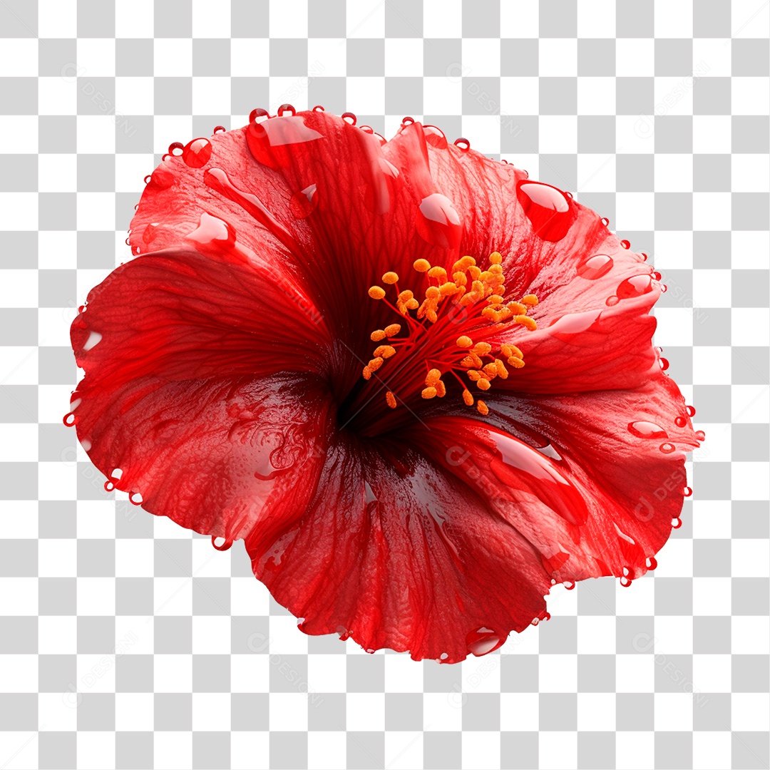 Hibisco Flor Vermelha PNG Transparente