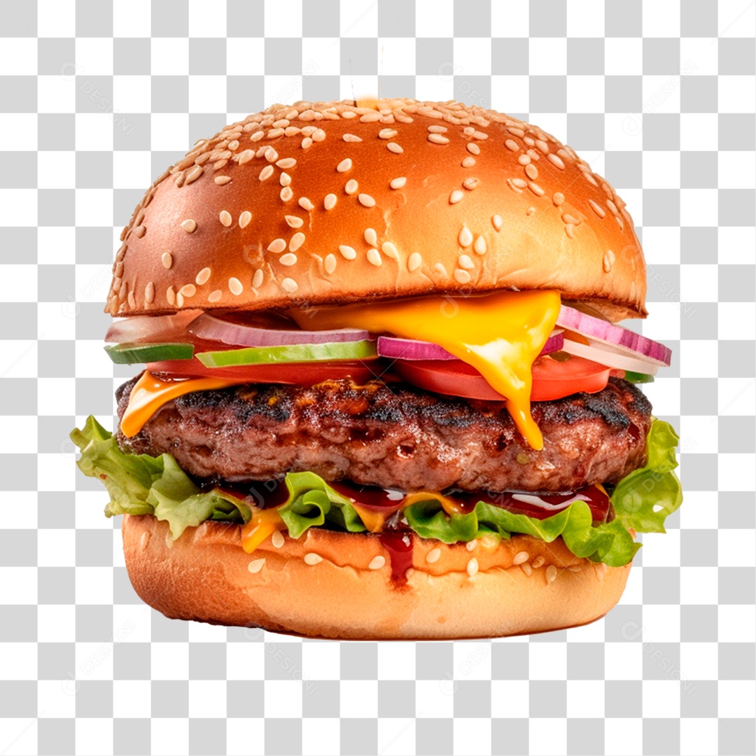 Hambúrguer delicioso PNG Transparente