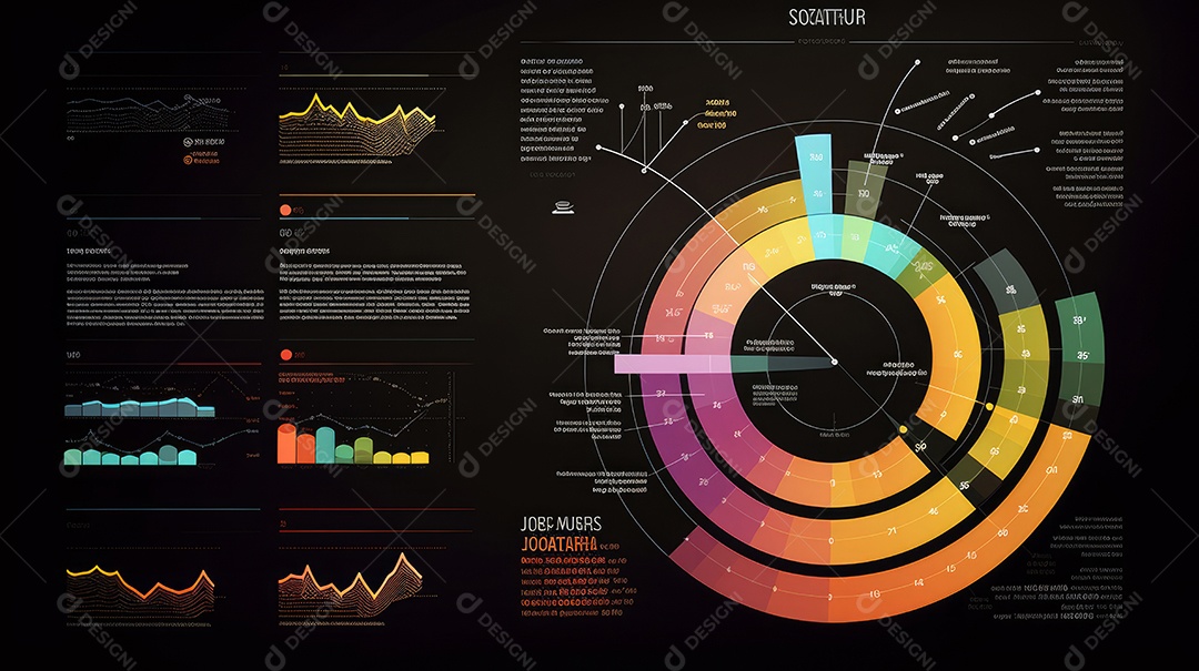 Conceito de análise no diagrama de dados do gráfico financeiro.