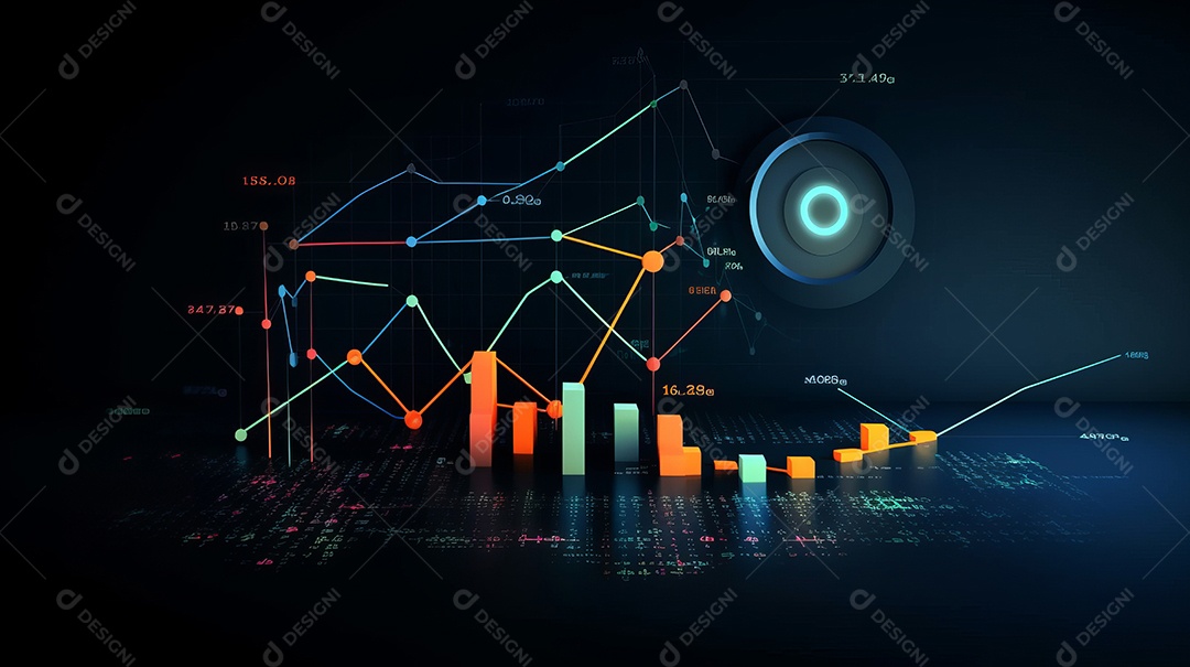 Conceito de análise no diagrama de dados do gráfico financeiro.