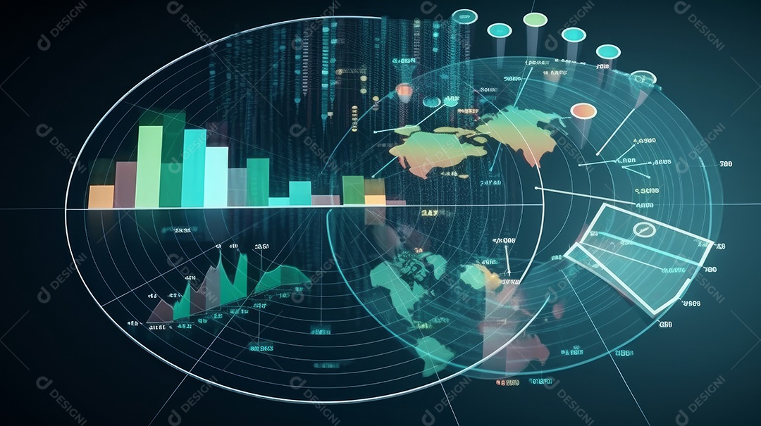 Conceito de análise no diagrama de dados do gráfico financeiro.