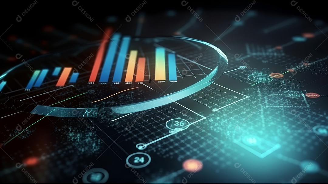 Conceito de análise no diagrama de dados do gráfico financeiro.