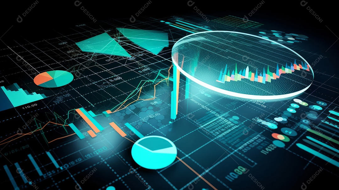 Conceito de análise no diagrama de dados do gráfico financeiro.