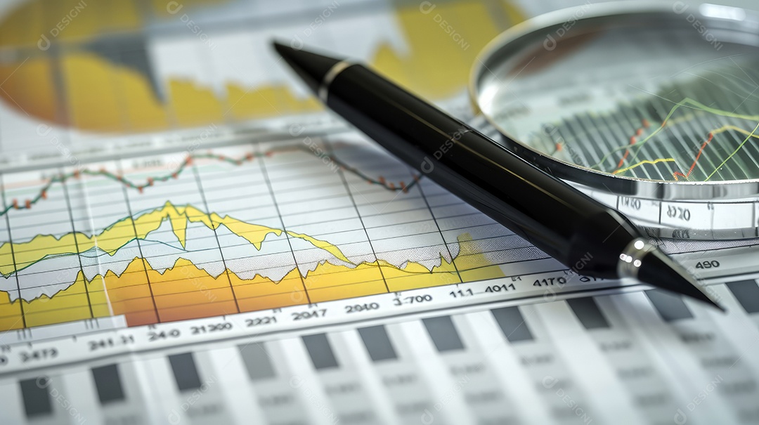 Conceito de análise no diagrama de dados do gráfico financeiro.