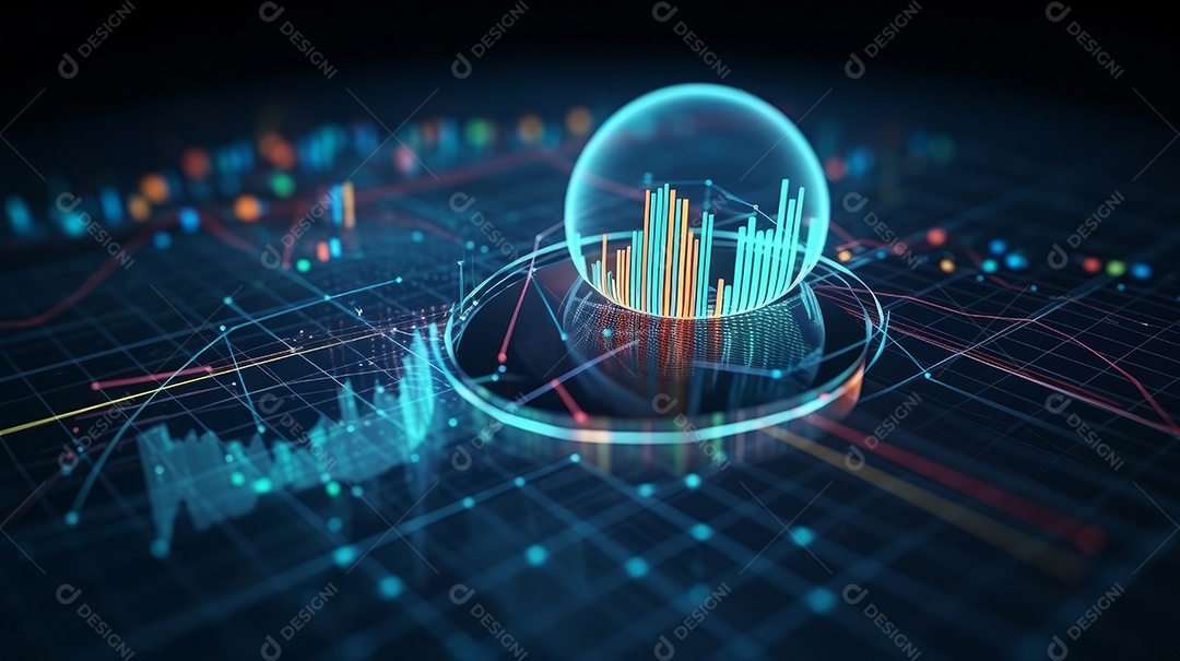 Conceito de análise no diagrama de dados do gráfico financeiro.