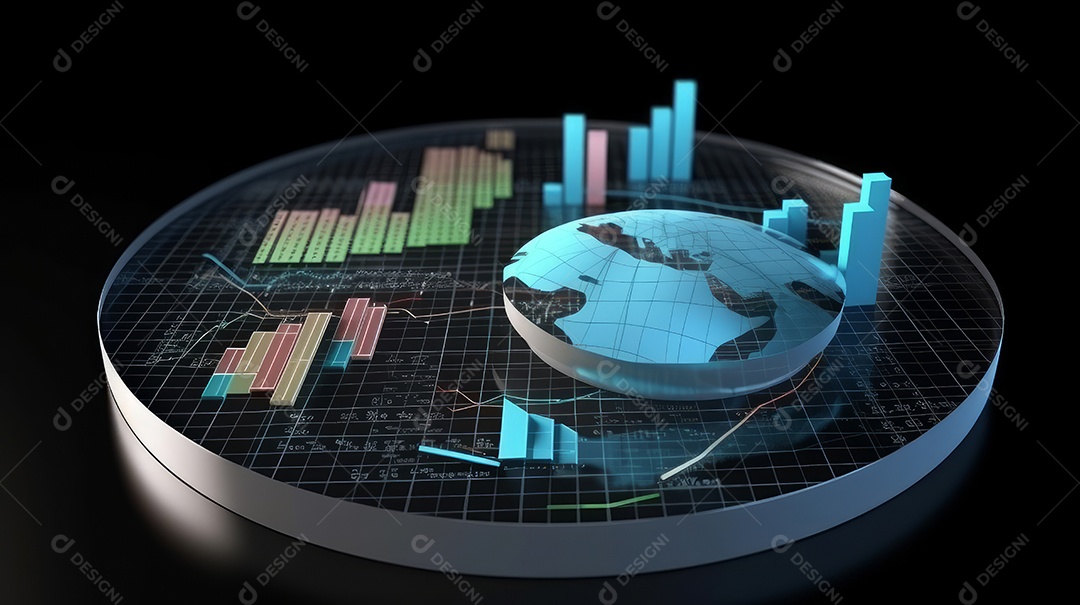 Conceito de análise no diagrama de dados do gráfico financeiro.