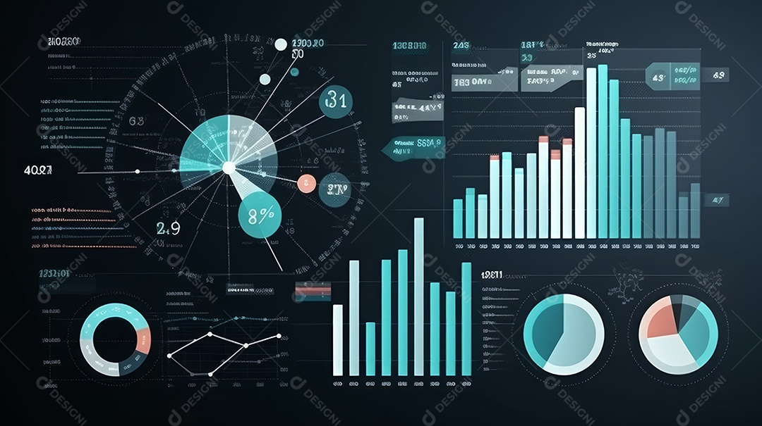 Conceito de análise no diagrama de dados do gráfico financeiro.
