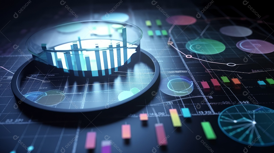 Conceito de análise no diagrama de dados do gráfico financeiro.