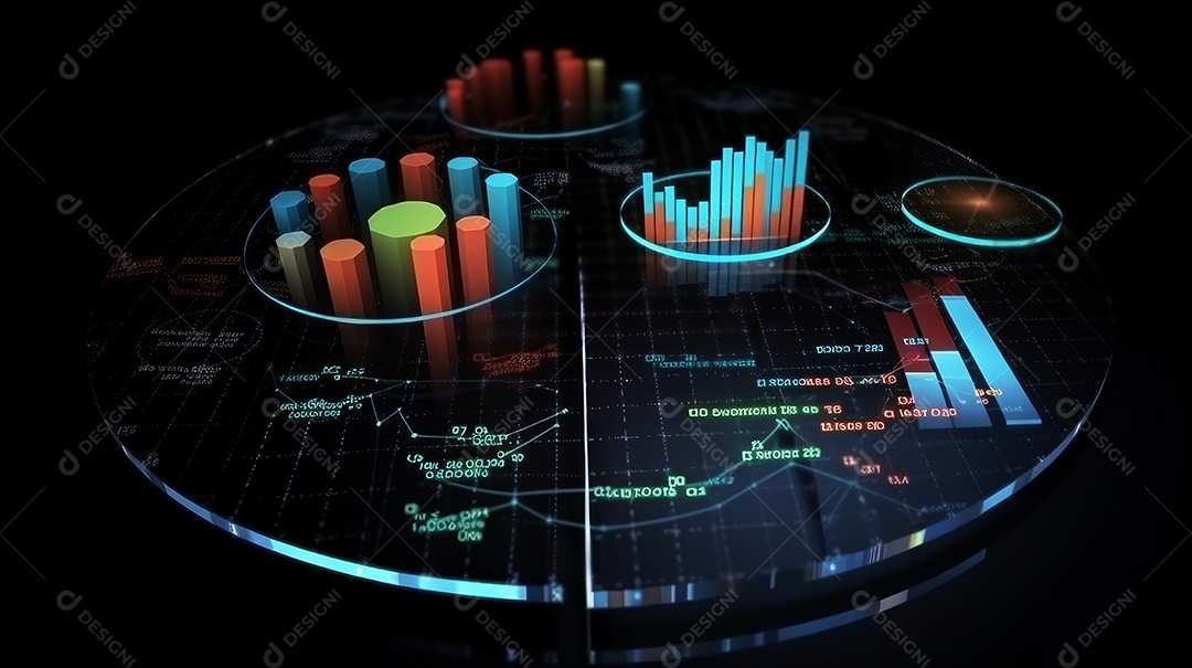 Conceito de análise no diagrama de dados do gráfico financeiro.