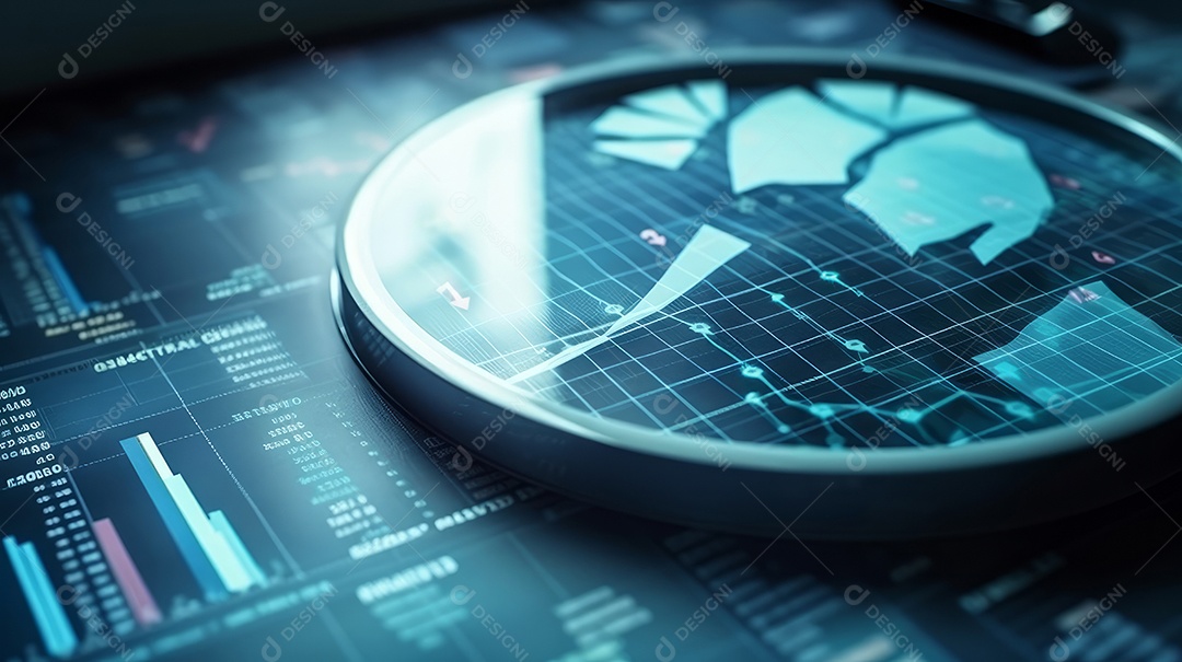 Conceito de análise no diagrama de dados do gráfico financeiro.