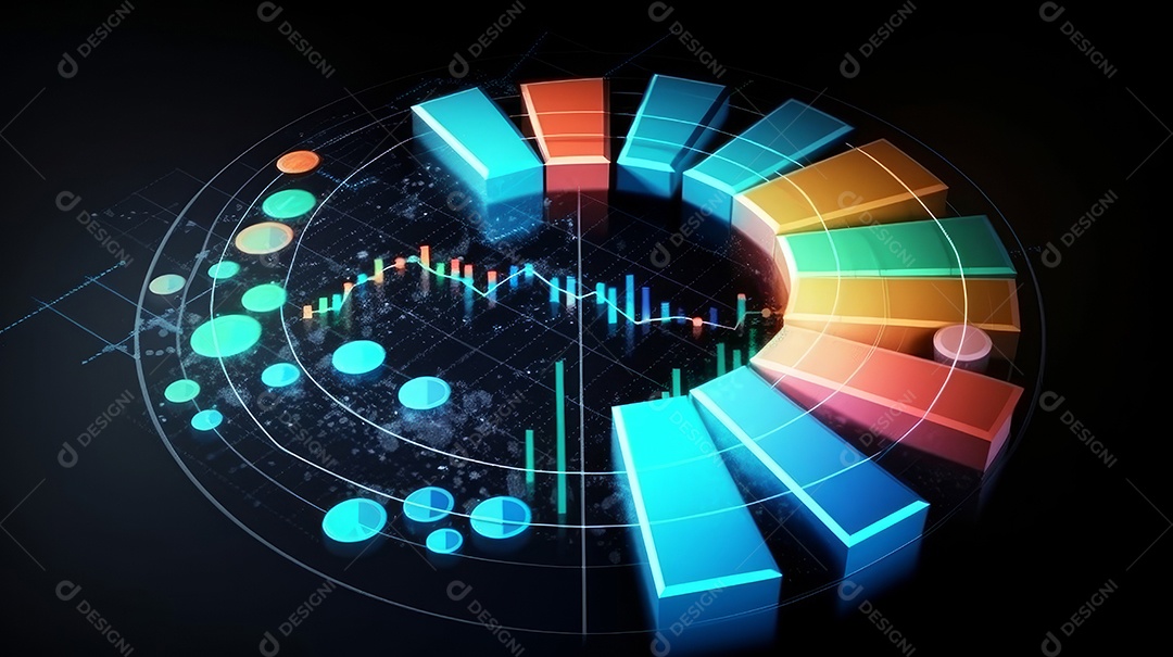 Conceito de análise no diagrama de dados do gráfico financeiro.