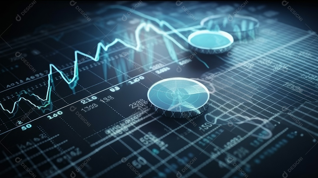 Conceito de análise no diagrama de dados do gráfico financeiro.