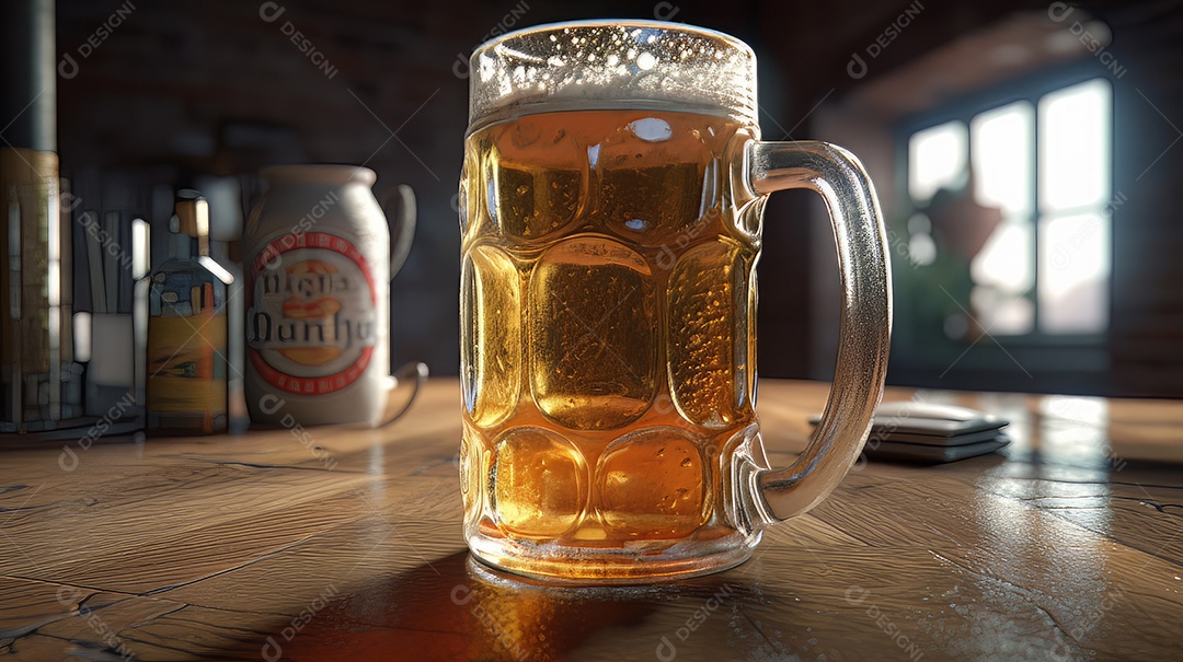 Copo de cerveja fresca e gelada.