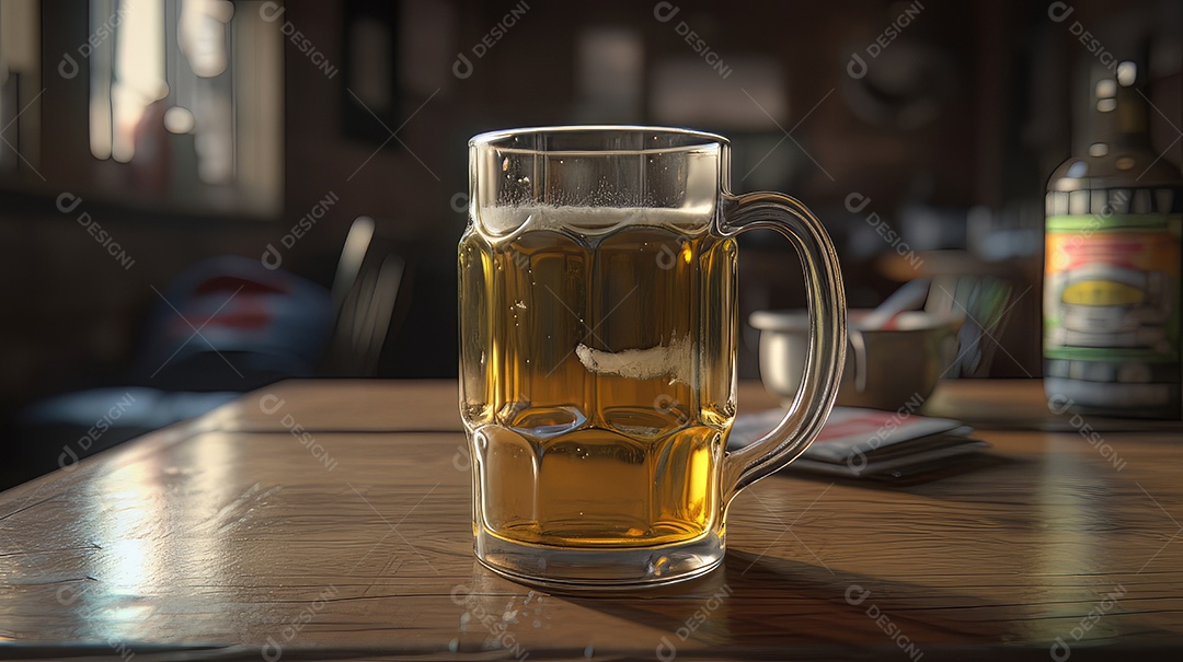 Copo de cerveja fresca e gelada.