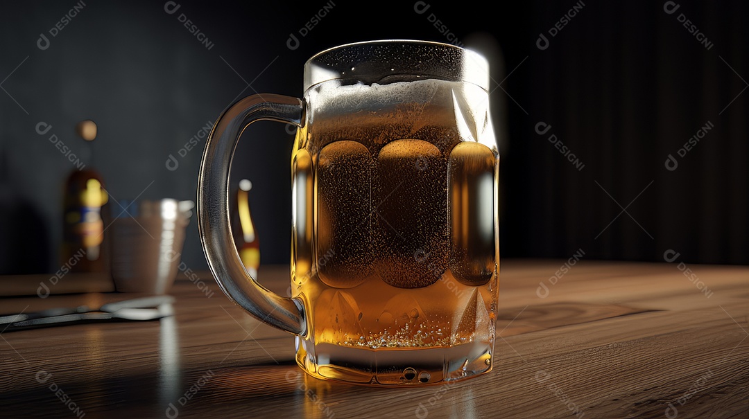 Copo de cerveja fresca e gelada.