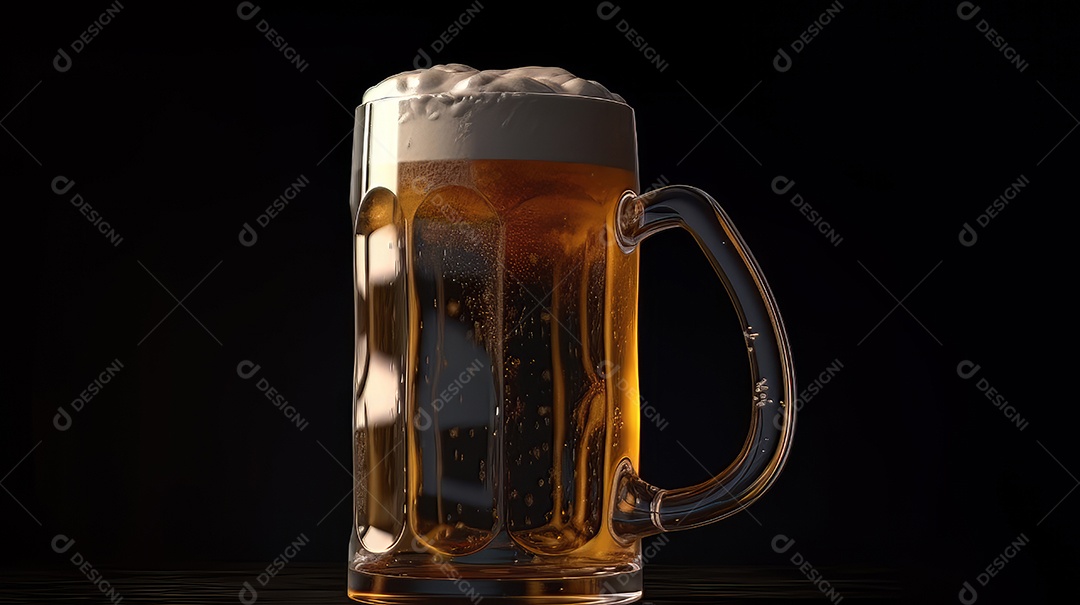 Copo de cerveja fresca e gelada.