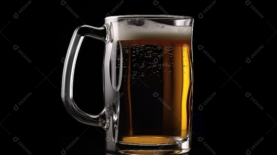 Copo de cerveja fresca e gelada.