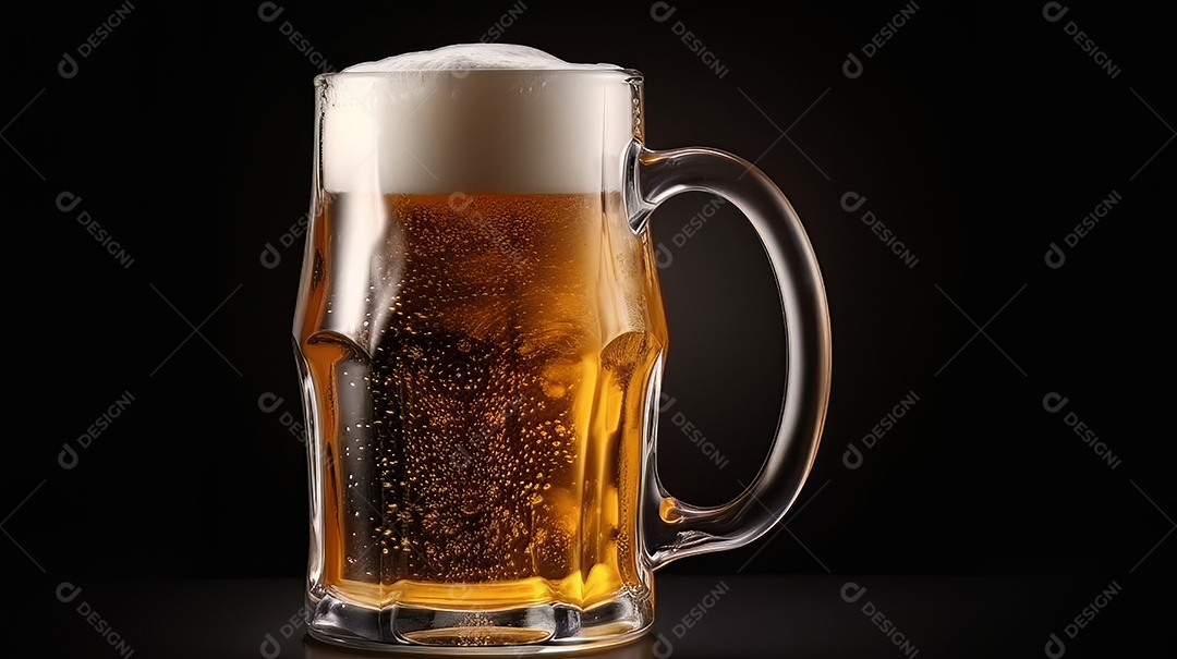 Copo de cerveja fresca e gelada.