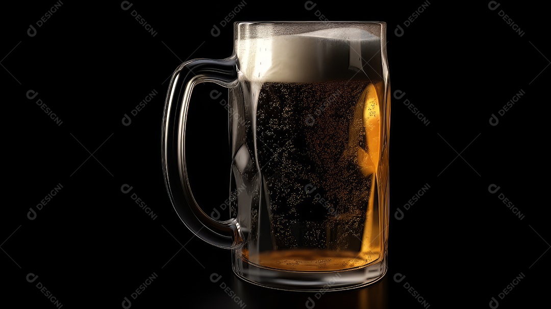 Copo de cerveja fresca e gelada.