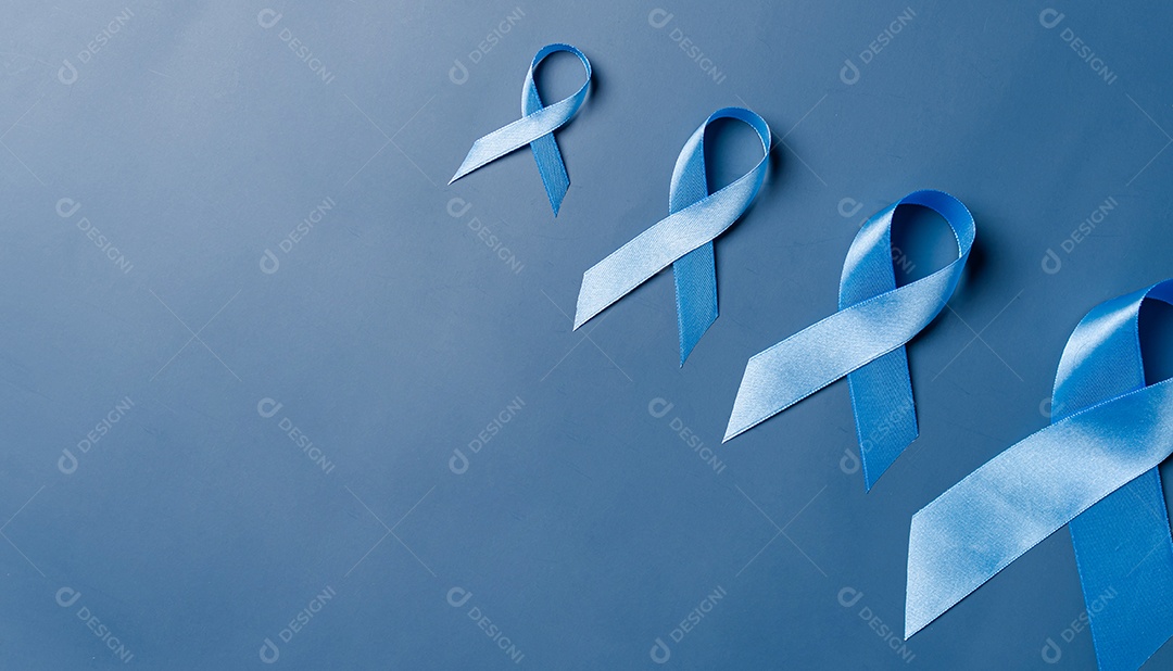 Fita azul para apoiar pessoas com câncer